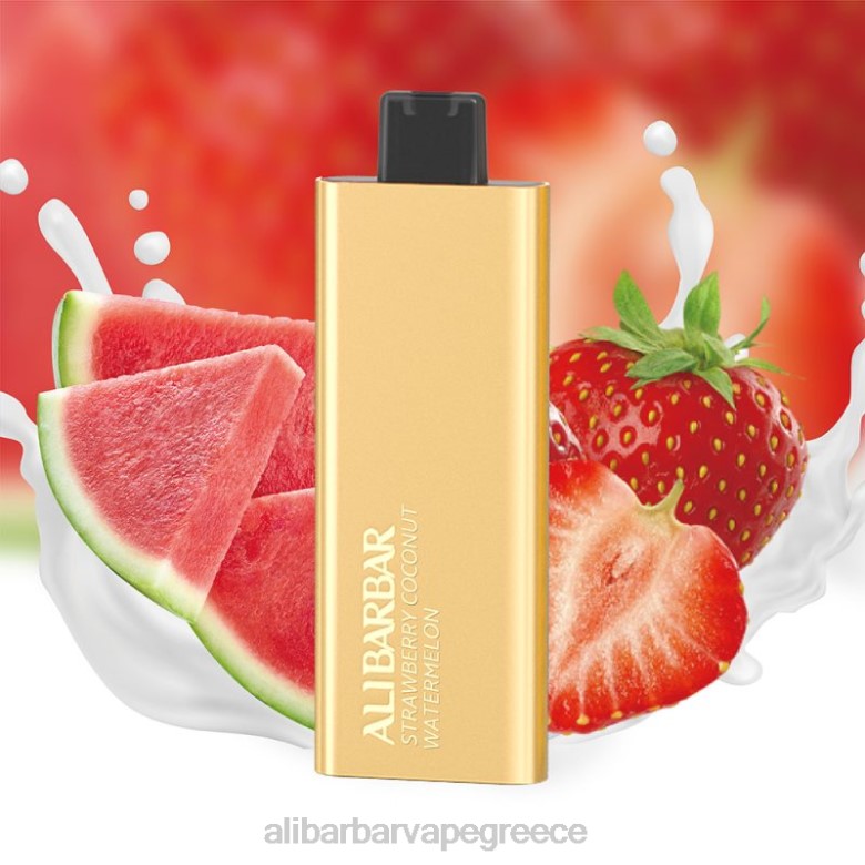 Alibarbar Vape Αθήνα - Alibarbar Pandora 7000 ατμούς μιας χρήσης 462D62 φράουλα καρπούζι καρύδας